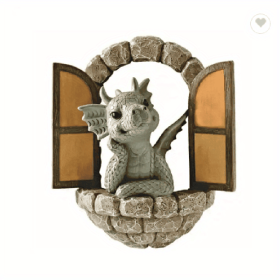 1pc Resin Dragon Sculpture, Window Front Dragon Statue, Fairy Garden Decoration, Wall Hanging For Outdoor Indoor Garden Yard Porch Balcony Patio