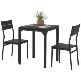 HOMCOM 3 Piece Dining Set, 23.5" Square Table with 2 Chairs, Space Saving for Small Apartment, Black