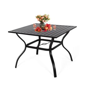 37" Square Outdoor Dining Table, Metal Patio Table with 1.57" Umbrella Hole