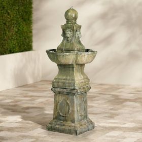 Outdoor Floor Tiered Water Fountain 54" High Bubbler Lion Heads for Garden Patio Backyard Deck Home Lawn Porch House