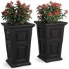 Planter 2 Pack, 24in Tall Planters - Black - Built-in Water Reservoir, Flowerpot