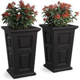 Planter 2 Pack, 24in Tall Planters - Black - Built-in Water Reservoir, Flowerpot