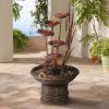 Outdoor Floor Water Fountain 33" High Tiered Cascading Decor for Garden Patio Backyard Deck, Modern Outdoor Water Fountain
