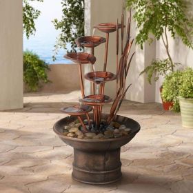 Outdoor Floor Water Fountain 33" High Tiered Cascading Decor for Garden Patio Backyard Deck, Modern Outdoor Water Fountain