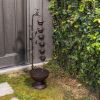 MAZ254 Outdoor Floor Tiered Vintage Water Fountain w/ 6 Hanging Cups, Soothing Tier Waterfall, 38", Bronze