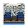 Patio Furniture Outdoor Set PE Rattan Wicker 3 Pcs Outdoor Sofa Set W/Washable Cushion and Tempered Glass Tabletop Camp Table