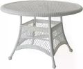Wicker Round Dining Table, 44", White Easy To Assemble Outdoor Tables Outdoor Furniture Foldable Table Outdoor Patio Furniture