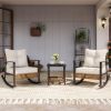 LAUSAINT HOME 3 Pieces Rocking Bistro Set, Outdoor Patio Furniture Set with Thick Cushions and 2-Tier Coffee Table, Oversize