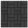 11 pcs Decking Tiles WPC 11.8"x11.8" 1 sqm Black