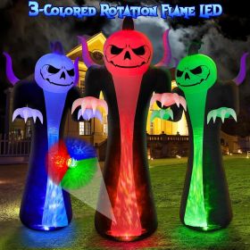 12FT Halloween Inflatables Decoration Outdoor Giant Pumpkin Reaper Ghost with 3-Colored Rotation Flame LEDs Spooky Halloween Blow Up Yard Decorat