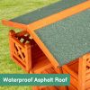 2-Story Wooden Feral Cat House Outdoor Indoor Kitty Houses with Door & Stairs & Weatherproof Roof, Orange & Green