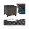 Patio Furniture Outdoor Set PE Rattan Wicker 3 Pcs Outdoor Sofa Set W/Washable Cushion and Tempered Glass Tabletop Camp Table