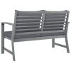 Patio Bench 47.2" with Dark Gray Cushion Solid Acacia Wood