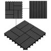 11 pcs Decking Tiles WPC 11.8"x11.8" 1 sqm Black