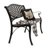 40.5" Outdoor Cast Aluminum Bench With Mesh Backrest Seat Surface