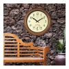 Outdoor/Indoor Atomic Wall Clock with Thermometer Weather-Resistant Metal Finish Easy Setup Precision Timekeeping -40°F to 120°F