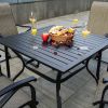 37" Square Outdoor Dining Table, Metal Patio Table with 1.57" Umbrella Hole