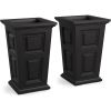 Planter 2 Pack, 24in Tall Planters - Black - Built-in Water Reservoir, Flowerpot