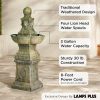 Outdoor Floor Tiered Water Fountain 54" High Bubbler Lion Heads for Garden Patio Backyard Deck Home Lawn Porch House