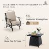 5 Pieces Patio Furniture Set with Fire Pit Table, 4 x Thick Cushioned Rocking Chairs, 1 x 28 Fire Pit Table (50,000 BTU)