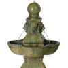 Outdoor Floor Tiered Water Fountain 54" High Bubbler Lion Heads for Garden Patio Backyard Deck Home Lawn Porch House