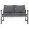 Patio Bench 47.2" with Dark Gray Cushion Solid Acacia Wood