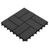 11 pcs Decking Tiles WPC 11.8"x11.8" 1 sqm Black