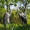 Garden Crane Statues, Standing Metal Patina Heron Decoy Outdoor Statue, 42-46 Inch Bird Yard Art,Sculptures
