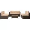 Garden Furniture 7 Piece Set, PE Rattan Wicker Outdoors Sectional Table Chair Sets with Cushions and Back, Garden Furniture Set