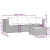 4 Piece Patio Lounge Set with Cushions Brown Poly Rattan