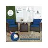 Patio Furniture Outdoor Set PE Rattan Wicker 3 Pcs Outdoor Sofa Set W/Washable Cushion and Tempered Glass Tabletop Camp Table