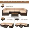 Garden Furniture 7 Piece Set, PE Rattan Wicker Outdoors Sectional Table Chair Sets with Cushions and Back, Garden Furniture Set