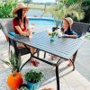 37" Square Outdoor Dining Table, Metal Patio Table with 1.57" Umbrella Hole
