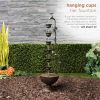 MAZ254 Outdoor Floor Tiered Vintage Water Fountain w/ 6 Hanging Cups, Soothing Tier Waterfall, 38", Bronze