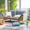 Patio Convertible Couch Sofa Bed with Adjustable Armrest,Daybed , Folding Chaise Lounge Bench for Porch Courtyard Poolside, Gray