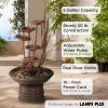Outdoor Floor Water Fountain 33" High Tiered Cascading Decor for Garden Patio Backyard Deck, Modern Outdoor Water Fountain