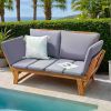 Patio Convertible Couch Sofa Bed with Adjustable Armrest,Daybed , Folding Chaise Lounge Bench for Porch Courtyard Poolside, Gray