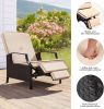 2-Piece Patio Outdoor Indoor Adjustable Function Wicker Recliner Chairs, Dual-use Rattan Lounge Chairs with Soft Thick Cushions