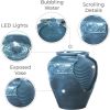 Floor Glazed Pot Water Fountain with Built-in LED Light and Pump for Outdoor Indoor Patio Garden Backyard Decking Home Décor