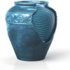 Floor Glazed Pot Water Fountain with Built-in LED Light and Pump for Outdoor Indoor Patio Garden Backyard Decking Home Décor
