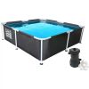 Outdoor Hot Tubs, 7' x 24" Square Metal Frame Above Ground Pool with 530 Gallon Filtration Pump, Outdoor Hot Tubs