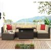 Garden Furniture 8 Pieces Set with 40" Fire Pit Outdoor Sofa Sets, Wicker Furniture Set with Coffee Table, Garden Furniture Sets