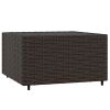 4 Piece Patio Lounge Set with Cushions Brown Poly Rattan