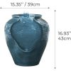 Floor Glazed Pot Water Fountain with Built-in LED Light and Pump for Outdoor Indoor Patio Garden Backyard Decking Home Décor