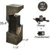 Modern Water Fountain Outdoor 35.4 inches Floor Standing Outdoor Fountain with LED Lights and Pump for Garden, Home Art Decor