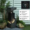 Modern Water Fountain Outdoor 35.4 inches Floor Standing Outdoor Fountain with LED Lights and Pump for Garden, Home Art Decor