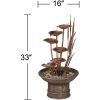 Outdoor Floor Water Fountain 33" High Tiered Cascading Decor for Garden Patio Backyard Deck, Modern Outdoor Water Fountain