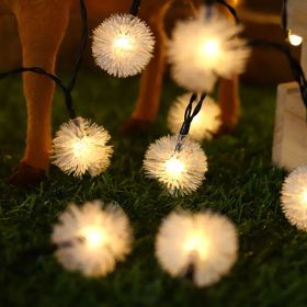 10/20/40 Christmas LEDs Snow Pompon Fairy Dandelion String Lights For Party (Color: warm white)