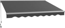 13' X 10' Electric Awning with LED Light, Retractable Awning, Sunshade Shelter with Remote Controller and Crank Handle for Deck