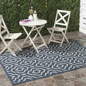 Outdoors Mats, Area Rug 9 X 12, Non-Shedding & Easy Care, Washable-Ideal for Patio, Backyard, Mudroom, Large Floor Mats (Color: 9  x 12 Blue Beige)